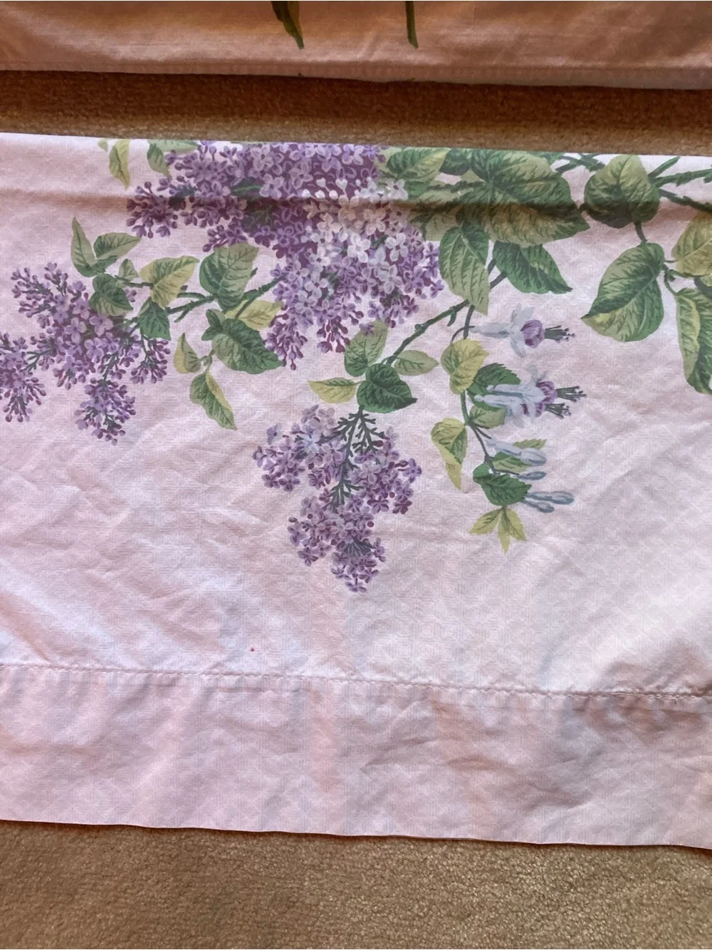 Call It Spring Pink Pillowcases with Purple Lilac and Green Leaves